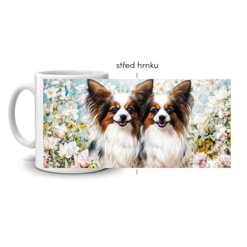 Biely keramický hrnček 330ml s obrázkom - papilloné priateľstvo