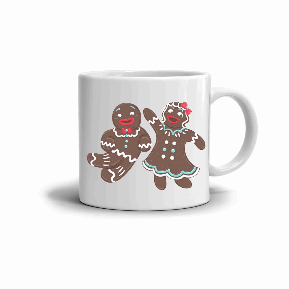 Biely keramický hrnček 330ml s obrázkom - perníčkový pár