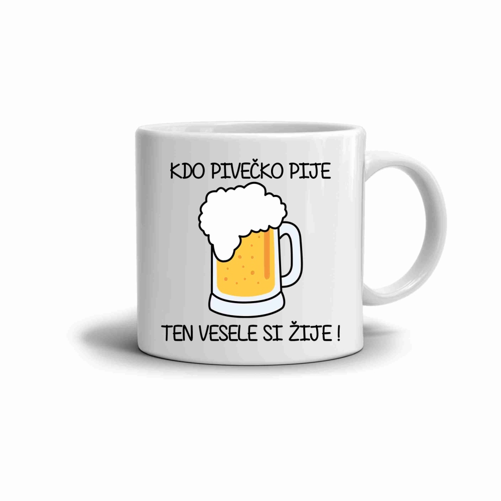 Biely keramický hrnček 330ml s obrázkom - pivečko