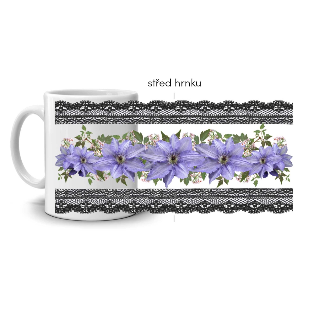 Biely keramický hrnček 330ml s obrázkom - plamienok v krajke