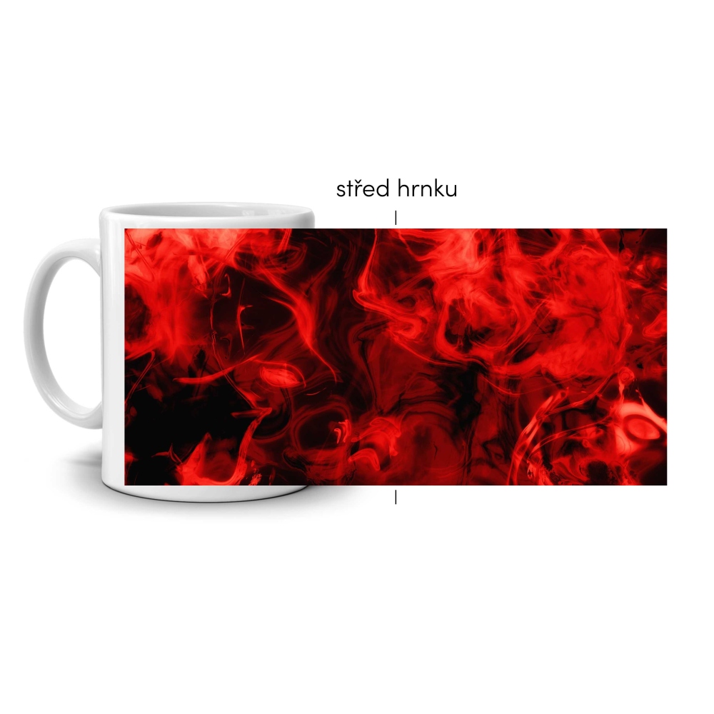 Biely keramický hrnček 330ml s obrázkom - plamene noci