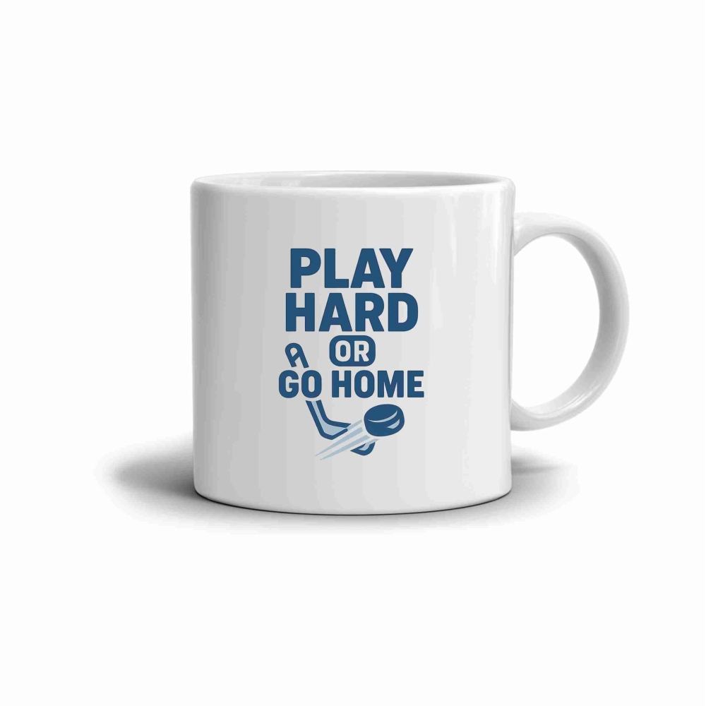 Biely keramický hrnček 330ml s obrázkom - play hard