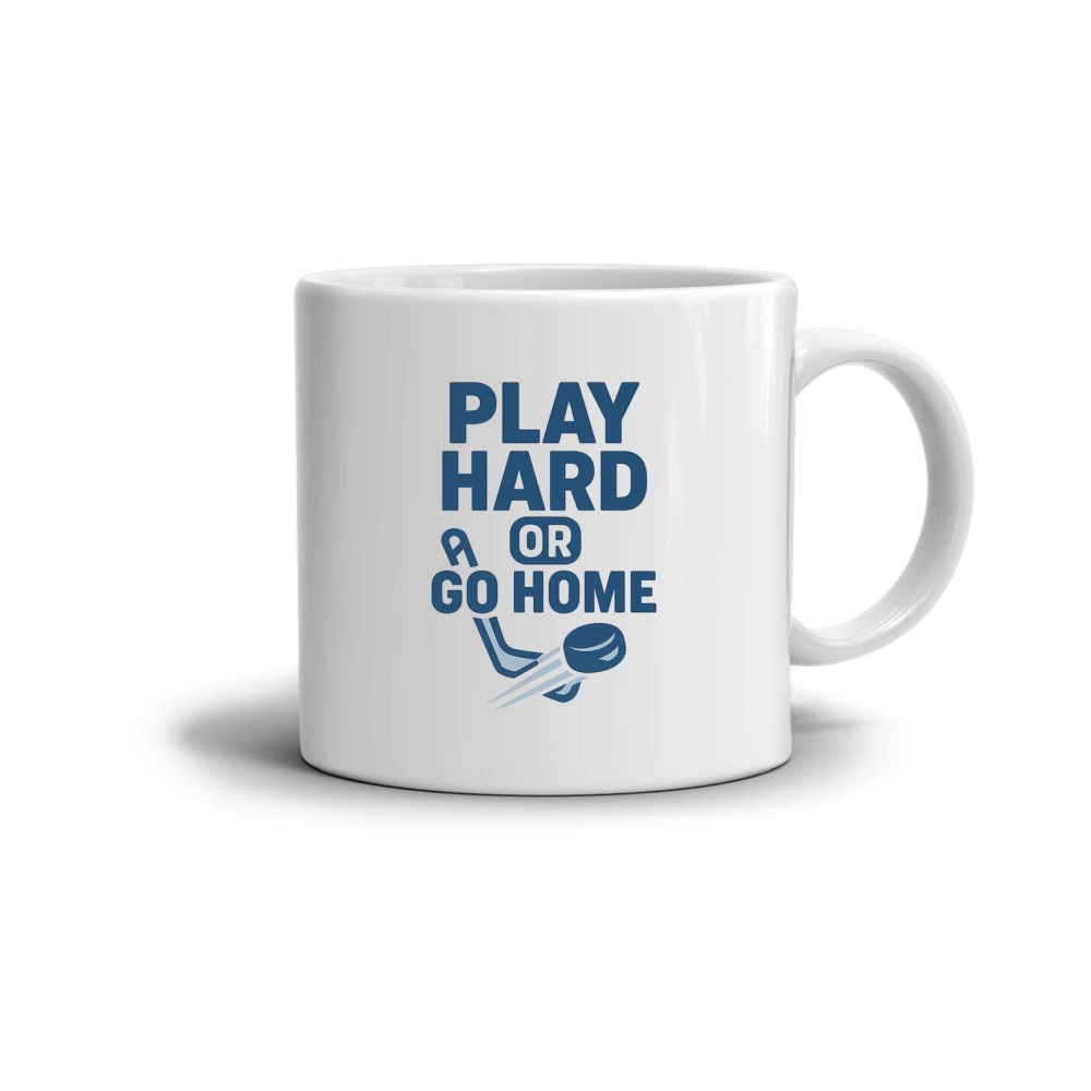 Biely keramický hrnček 330ml s obrázkom - play hard