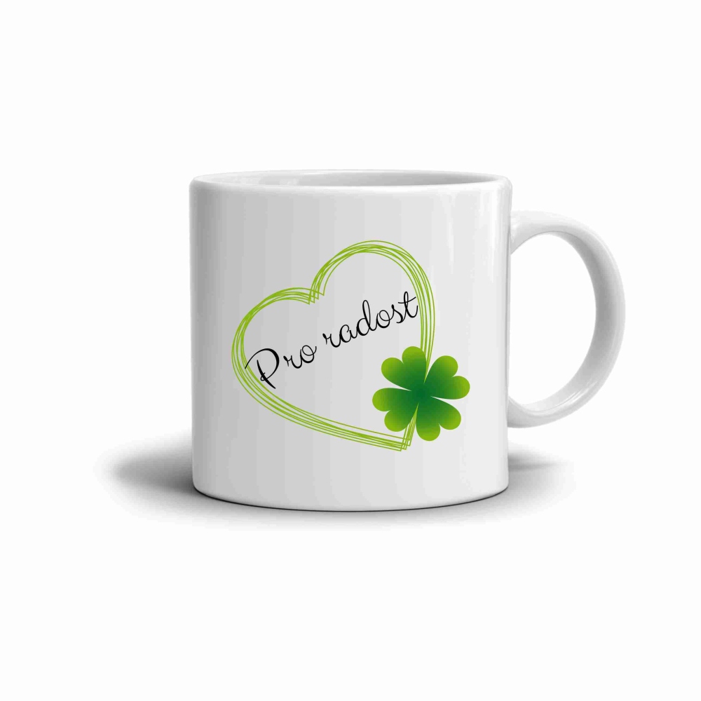 Biely keramický hrnček 330ml s obrázkom - pre radosť