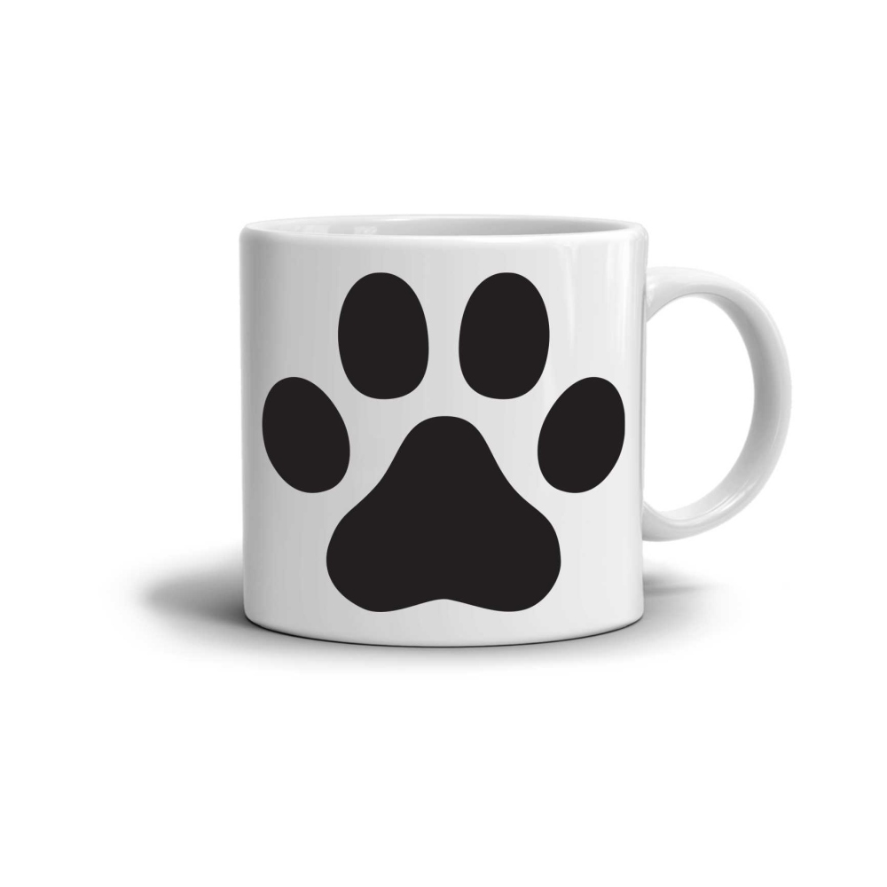 Biely keramický hrnček 330ml s obrázkom - psia labka