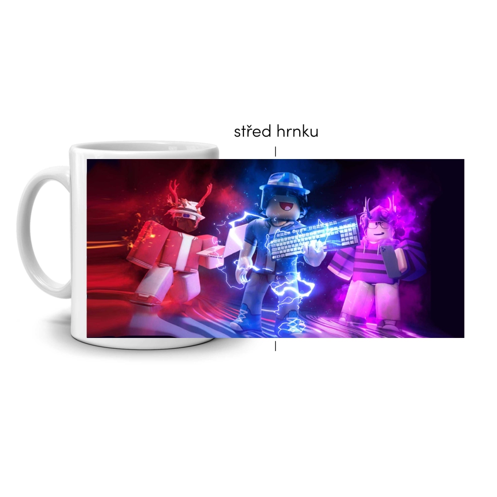 Biely keramický hrnček 330ml s obrázkom - roblox