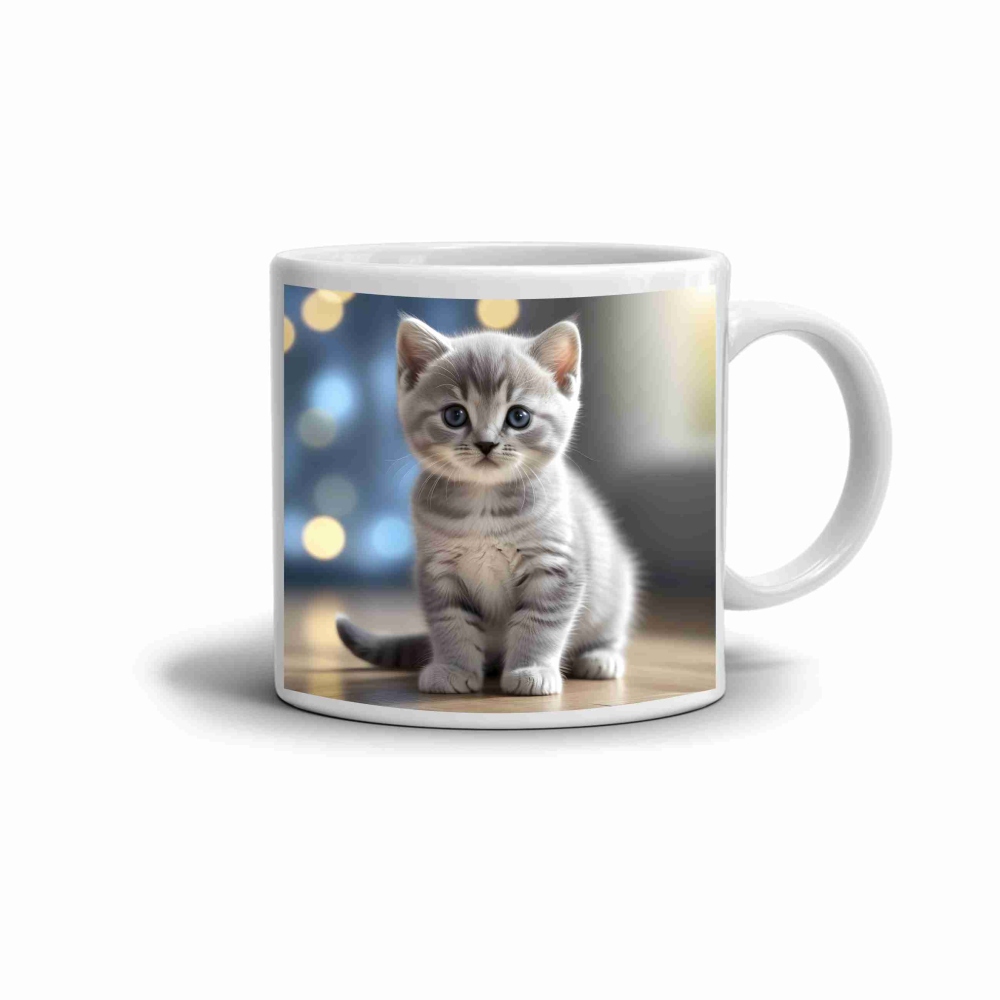 Biely keramický hrnček 330ml s obrázkom - roztomilé mačiatko 2