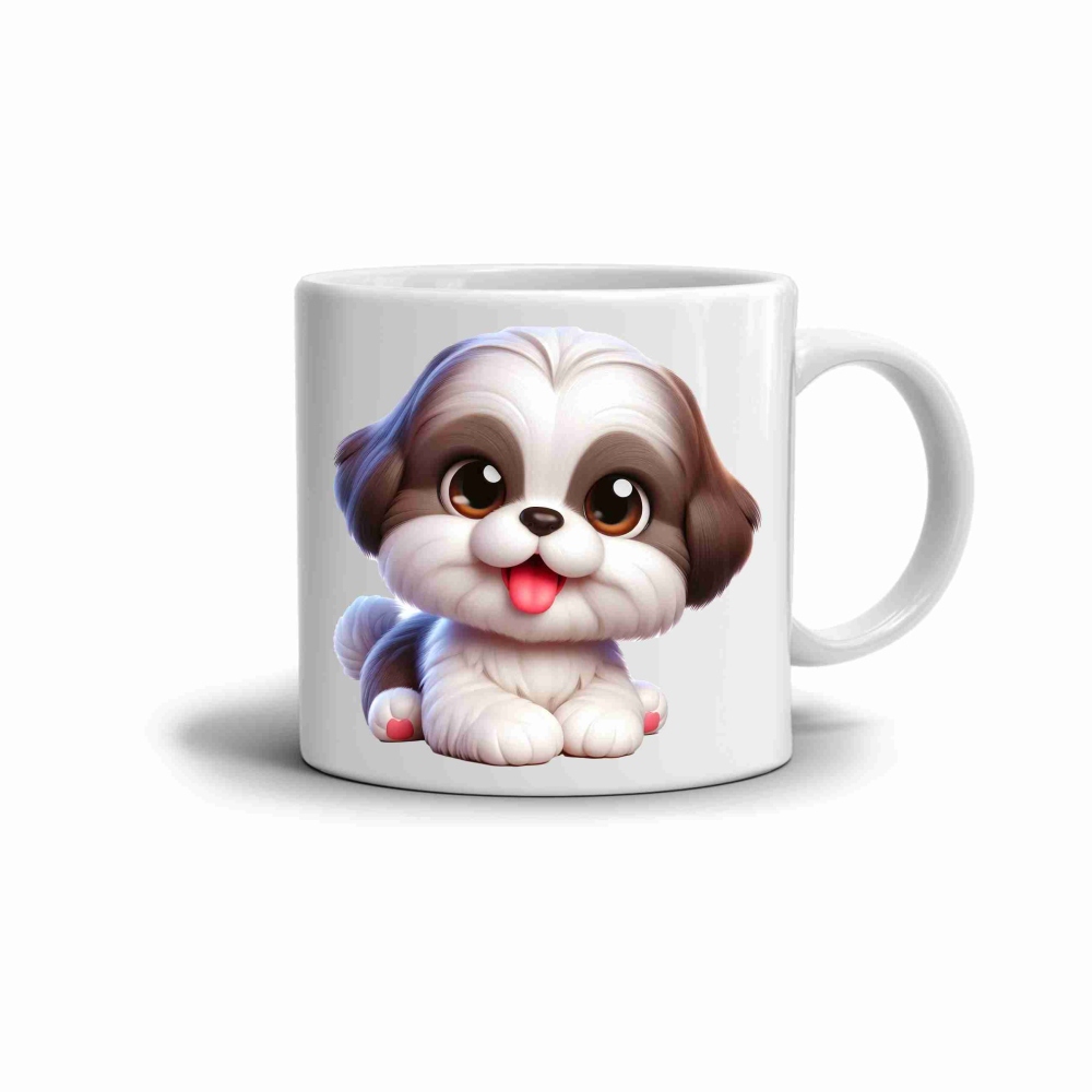 Biely keramický hrnček 330ml s obrázkom - roztomilý psík