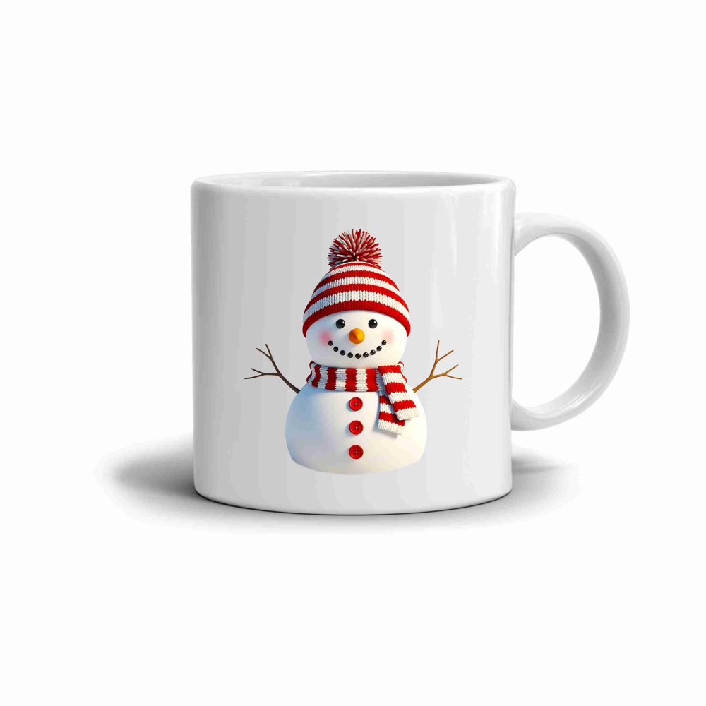 Biely keramický hrnček 330ml s obrázkom - roztomilý snehuliak