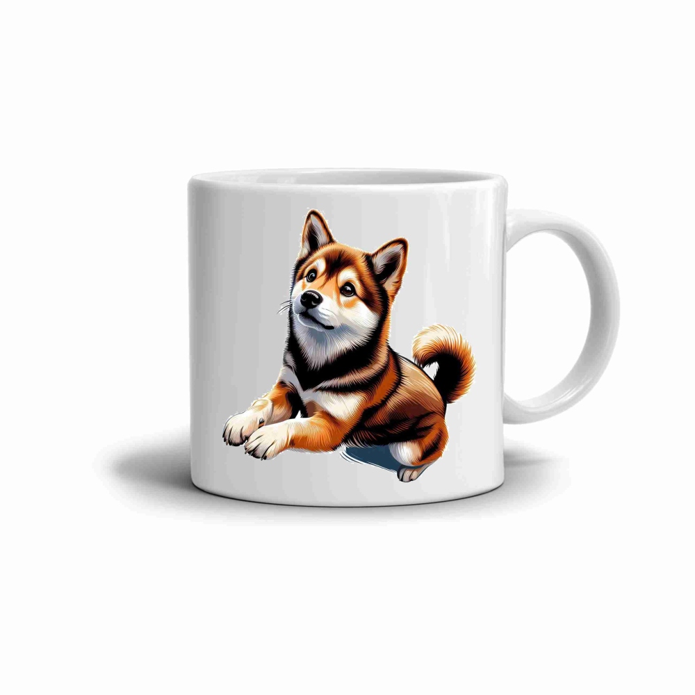 Biely keramický hrnček 330ml s obrázkom - shiba inu