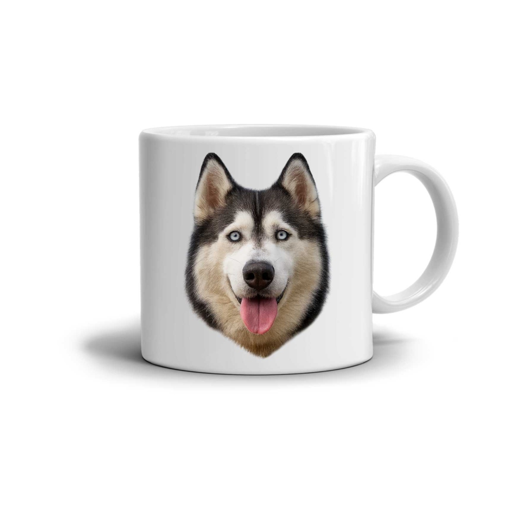 Biely keramický hrnček 330ml s obrázkom - sibírsky husky 1