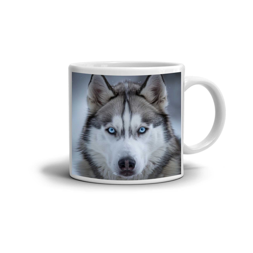 Biely keramický hrnček 330ml s obrázkom - sibírsky husky 2