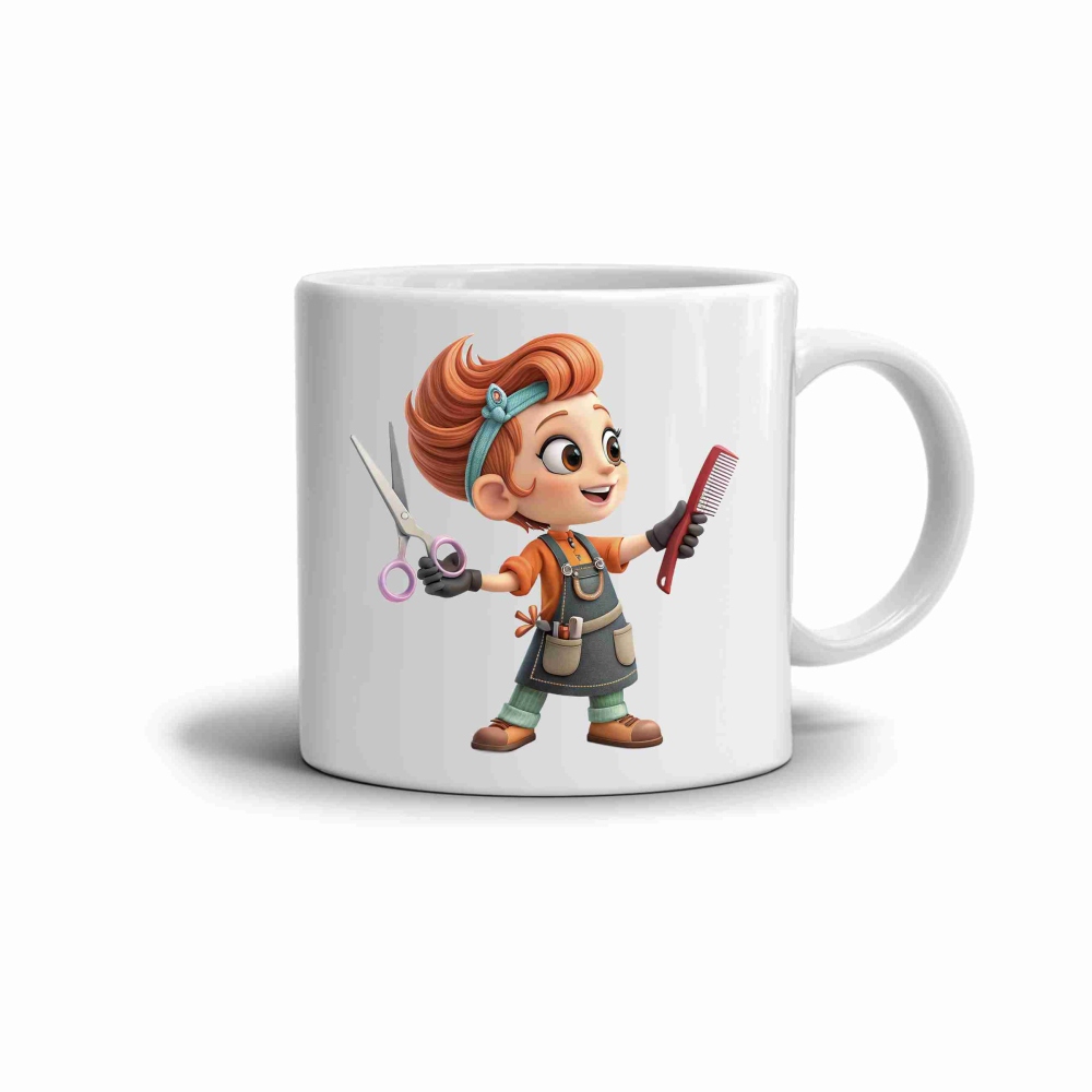 Biely keramický hrnček 330ml s obrázkom - šikovná kaderníčka