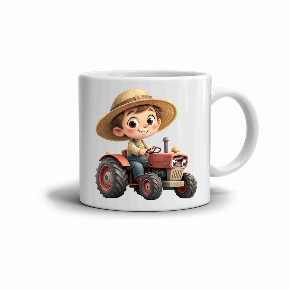 Biely keramický hrnček 330ml s obrázkom - šikovný farmár 2