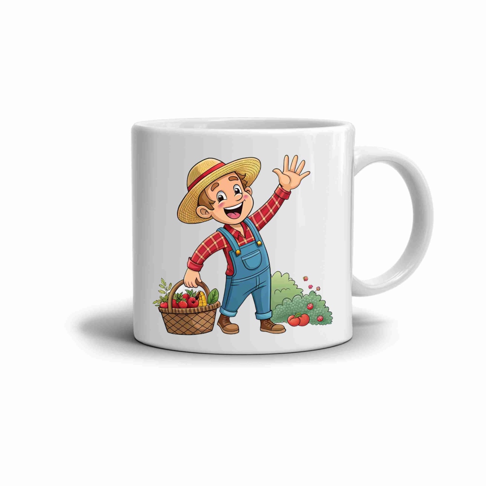 Biely keramický hrnček 330ml s obrázkom - šikovný farmár