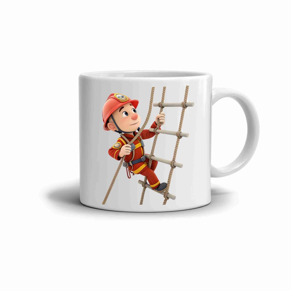 Biely keramický hrnček 330ml s obrázkom - šikovný hasič