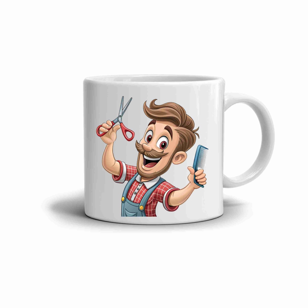 Biely keramický hrnček 330ml s obrázkom - šikovný kaderník