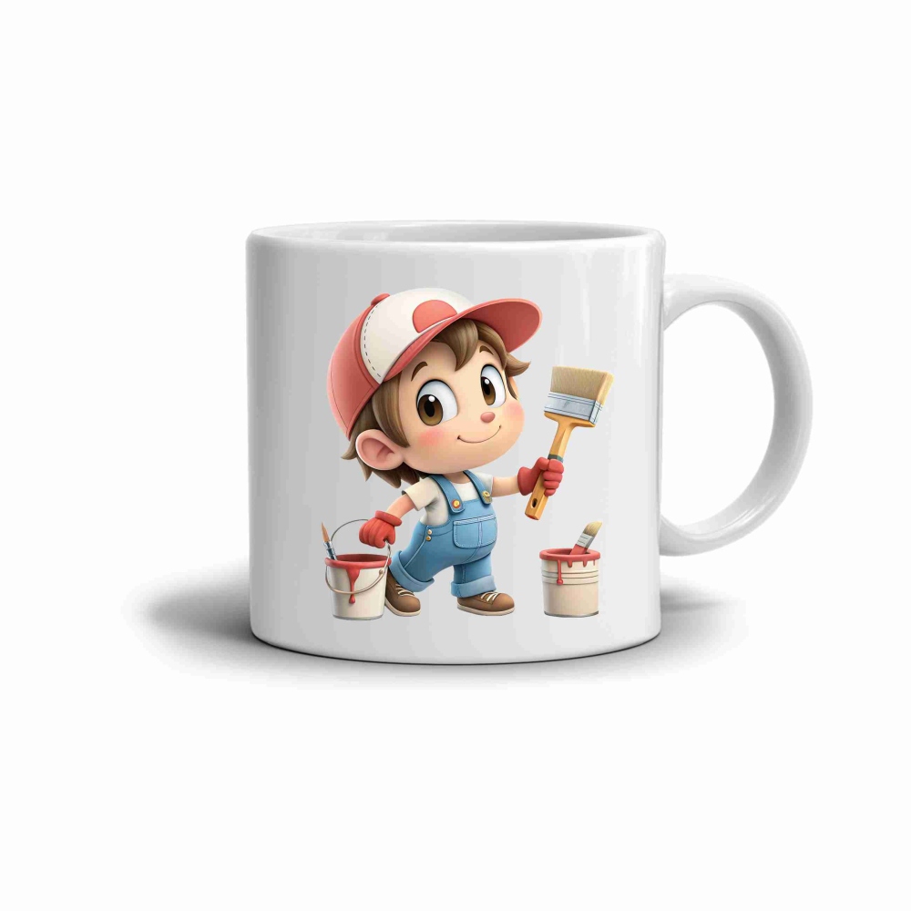 Biely keramický hrnček 330ml s obrázkom - šikovný maliar