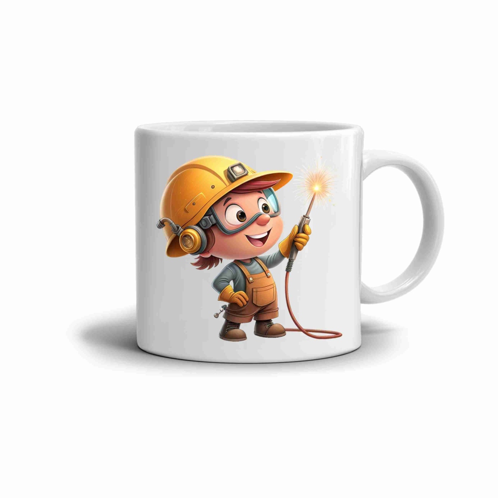 Biely keramický hrnček 330ml s obrázkom - šikovný zvárač