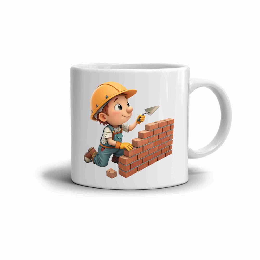 Biely keramický hrnček 330ml s obrázkom - šikovný murár