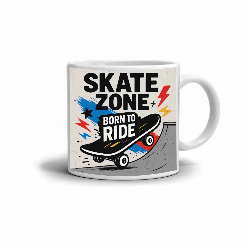Biely keramický hrnček 330ml s obrázkom - skate zone