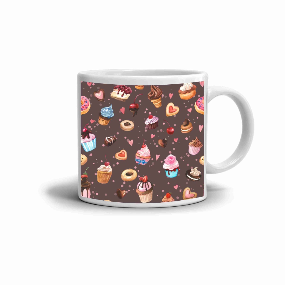 Biely keramický hrnček 330ml s obrázkom - sladké pokušenie