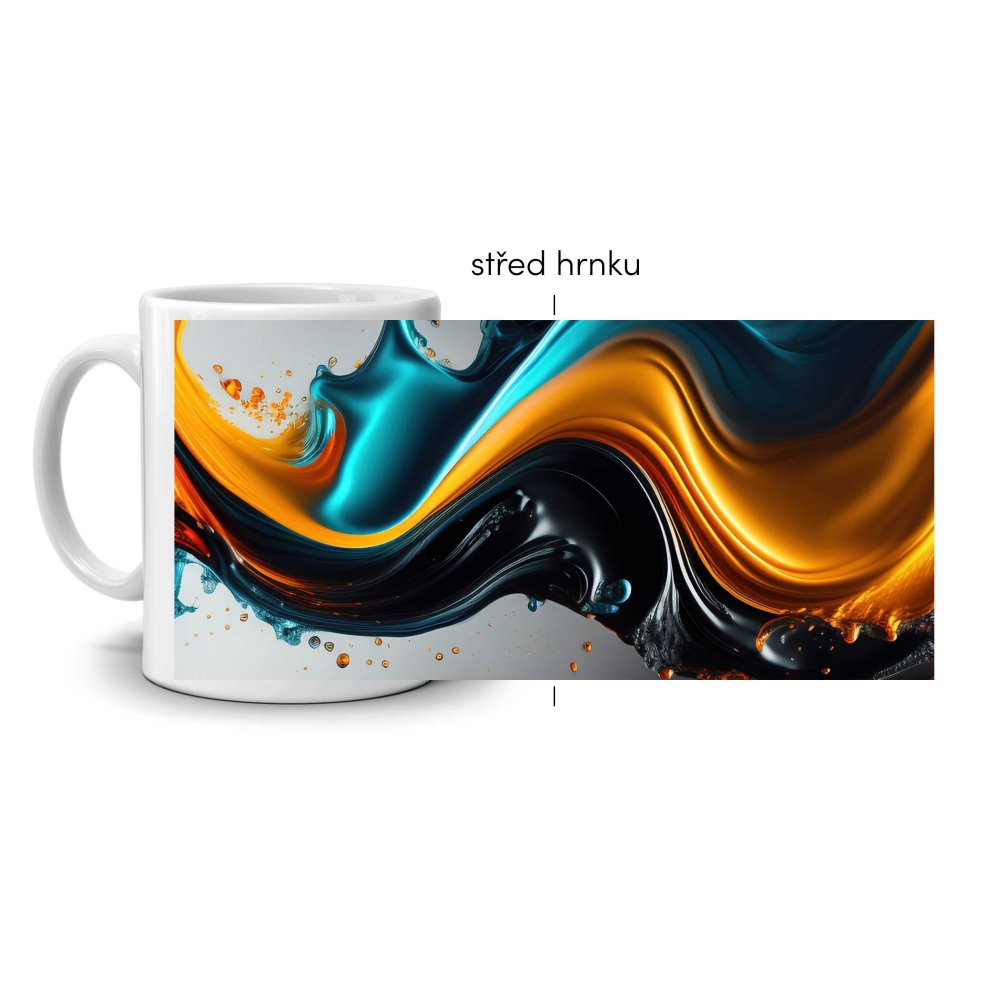 Biely keramický hrnček 330ml s obrázkom - špirála živlov