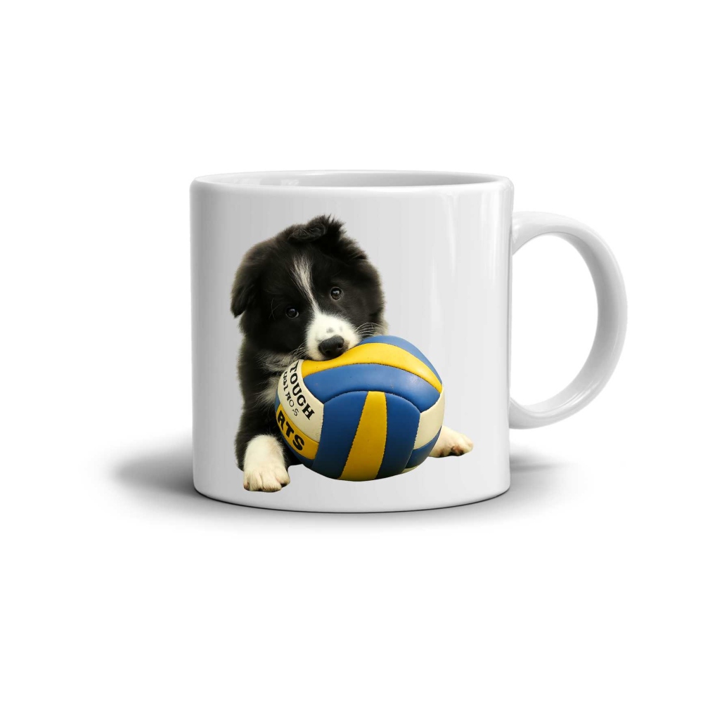 Biely keramický hrnček 330ml s obrázkom - šteňa borderkolie