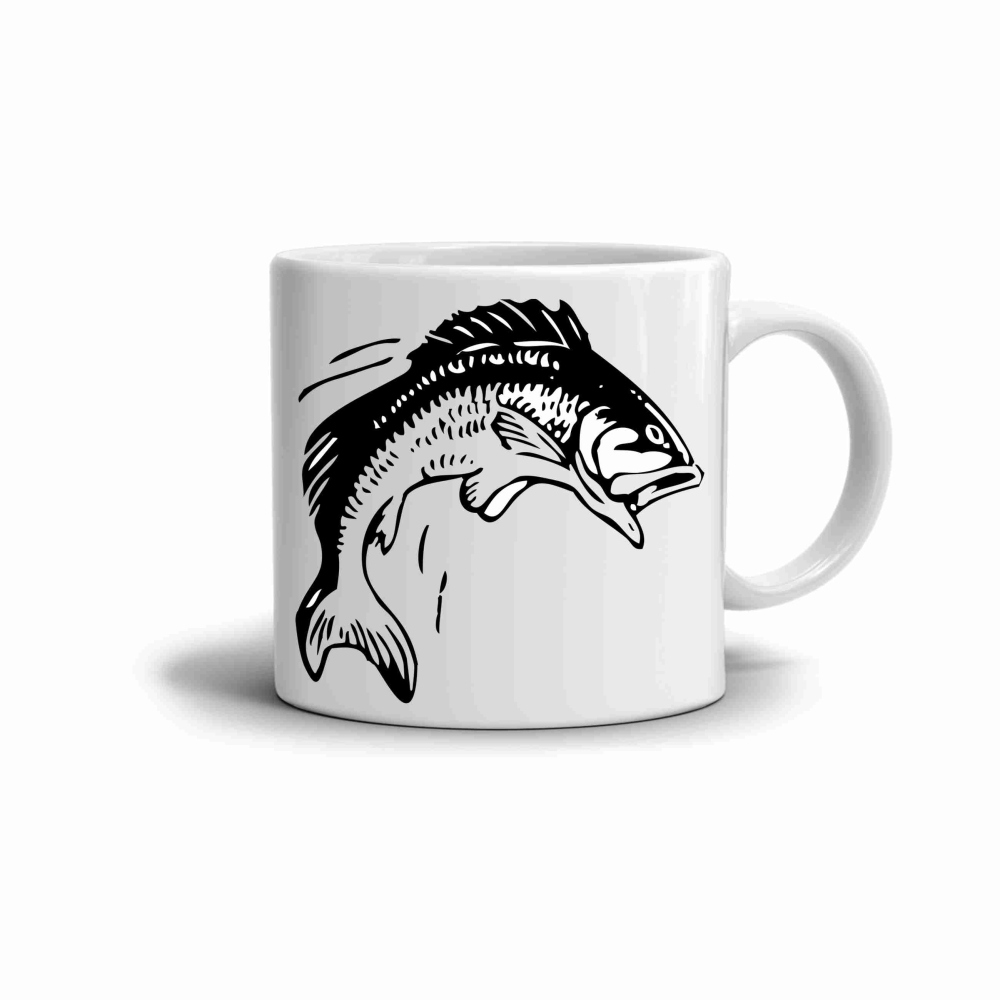 Biely plechový hrnček 380ml s obrázkom - šťuka 2