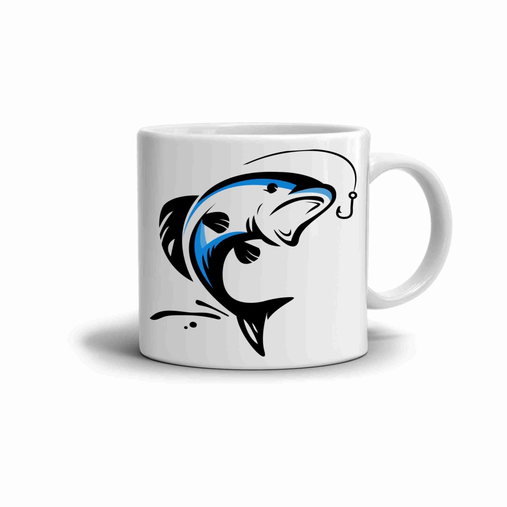 Biely plechový hrnček 380ml s obrázkom - šťuka 3