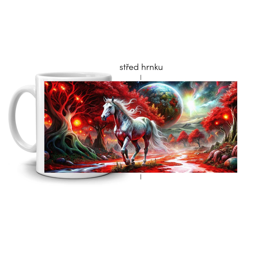 Biely keramický hrnček 330ml s obrázkom - strážca červenej galaxie