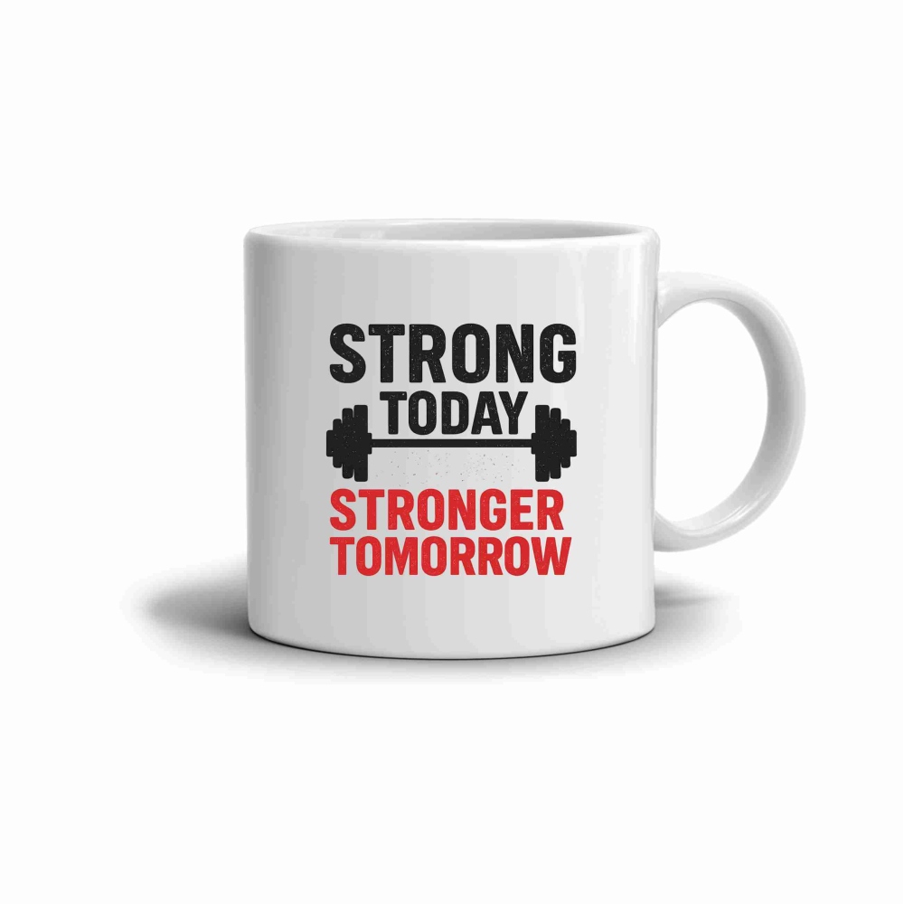 Biely keramický hrnček 330ml s obrázkom - strong today