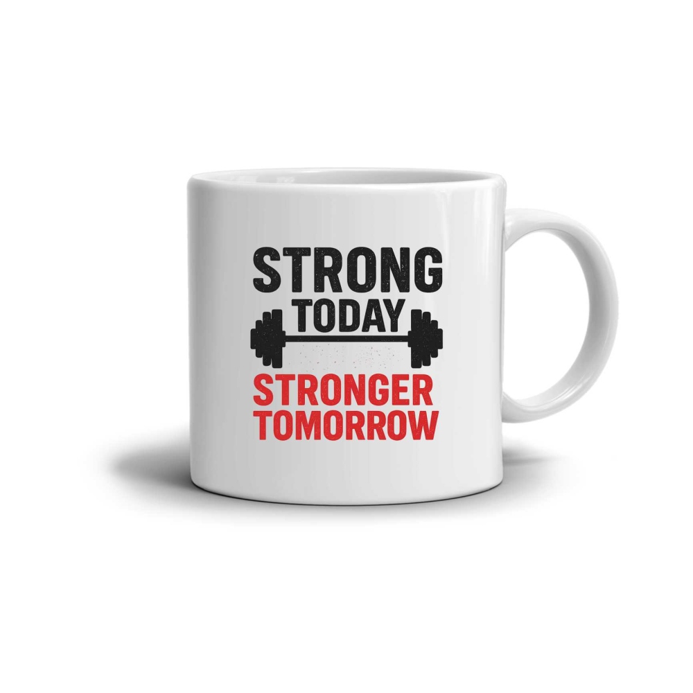 Biely keramický hrnček 330ml s obrázkom - strong today