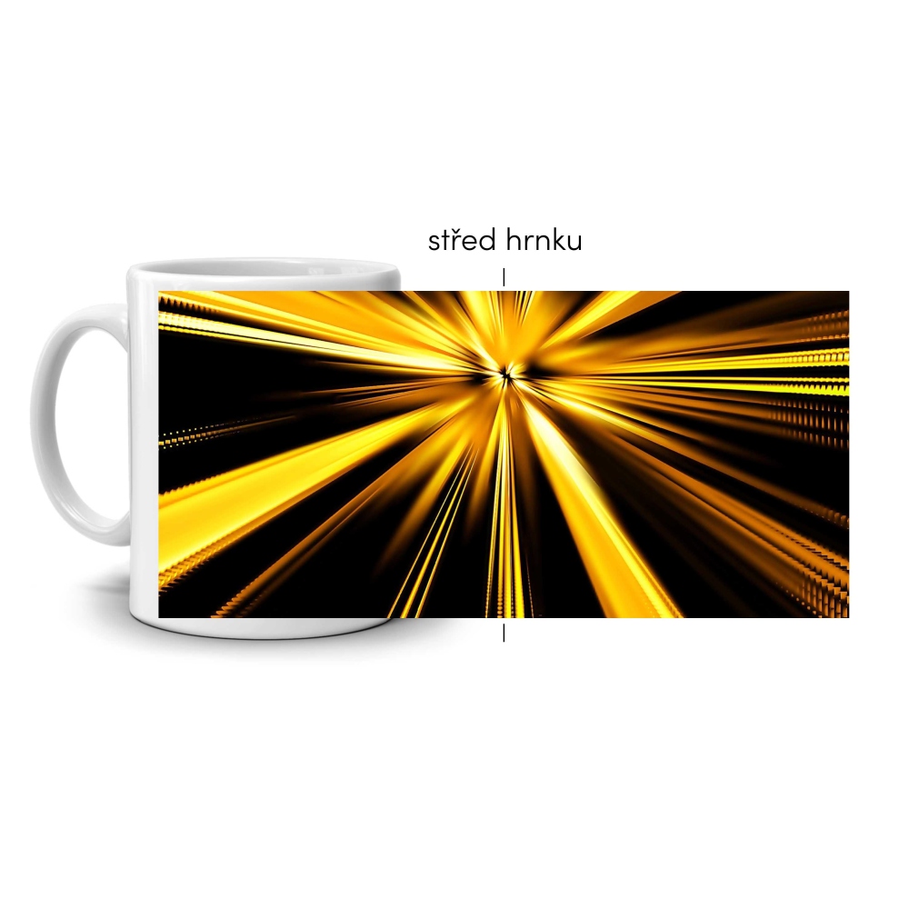 Biely keramický hrnček 330ml s obrázkom - svetelný šprint