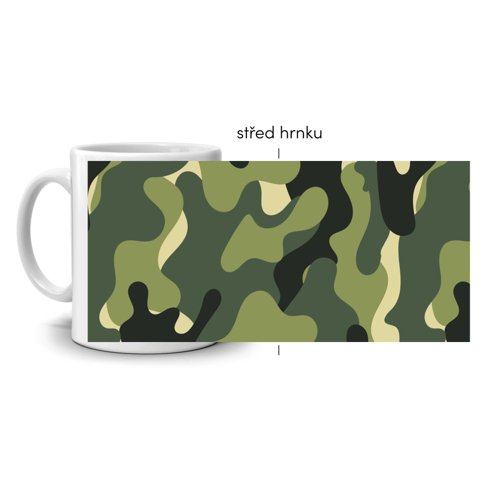 Biely keramický hrnček 330ml s obrázkom - taktický vzor 2