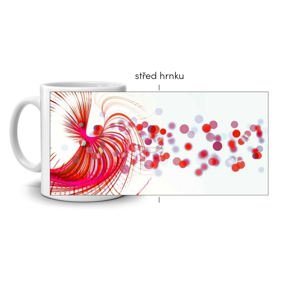 Biely keramický hrnček 330ml s obrázkom - tanec červené