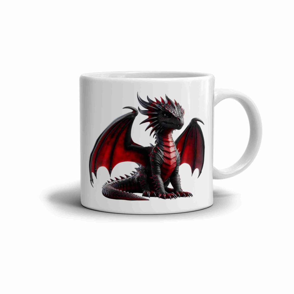 Biely keramický hrnček 330ml s obrázkom - temný drak