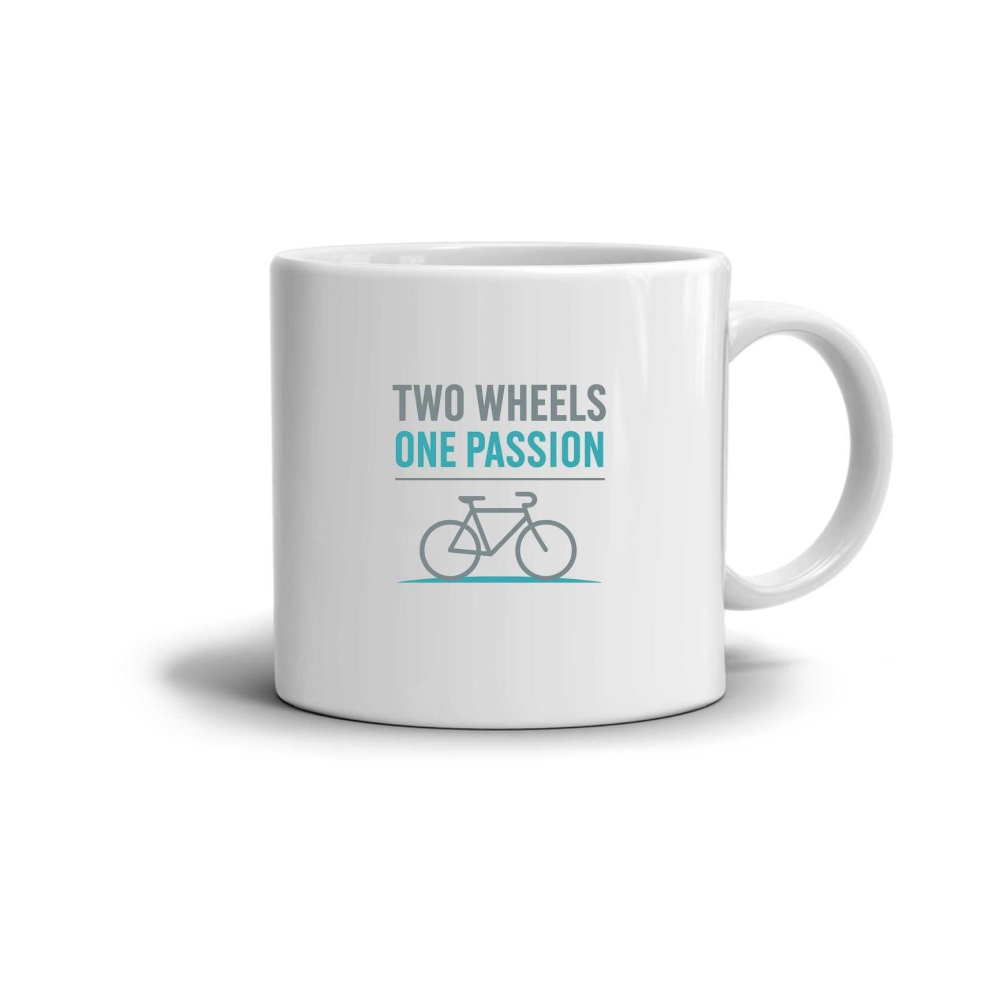 Biely keramický hrnček 330ml s obrázkom - two wheels