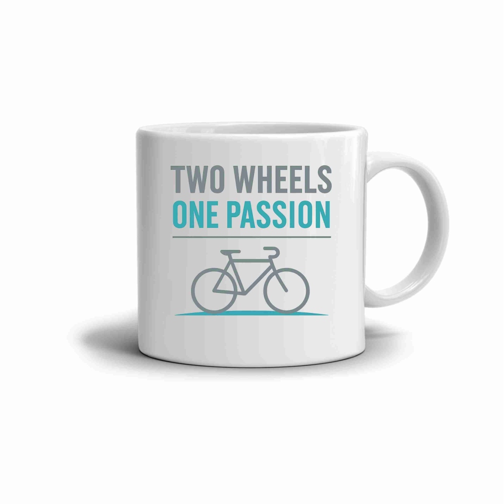 Biely keramický hrnček 330ml s obrázkom - two wheels