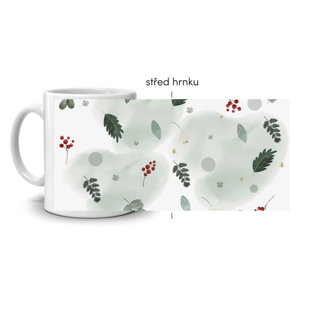 Biely keramický hrnček 330ml s obrázkom - vianočné harmónie