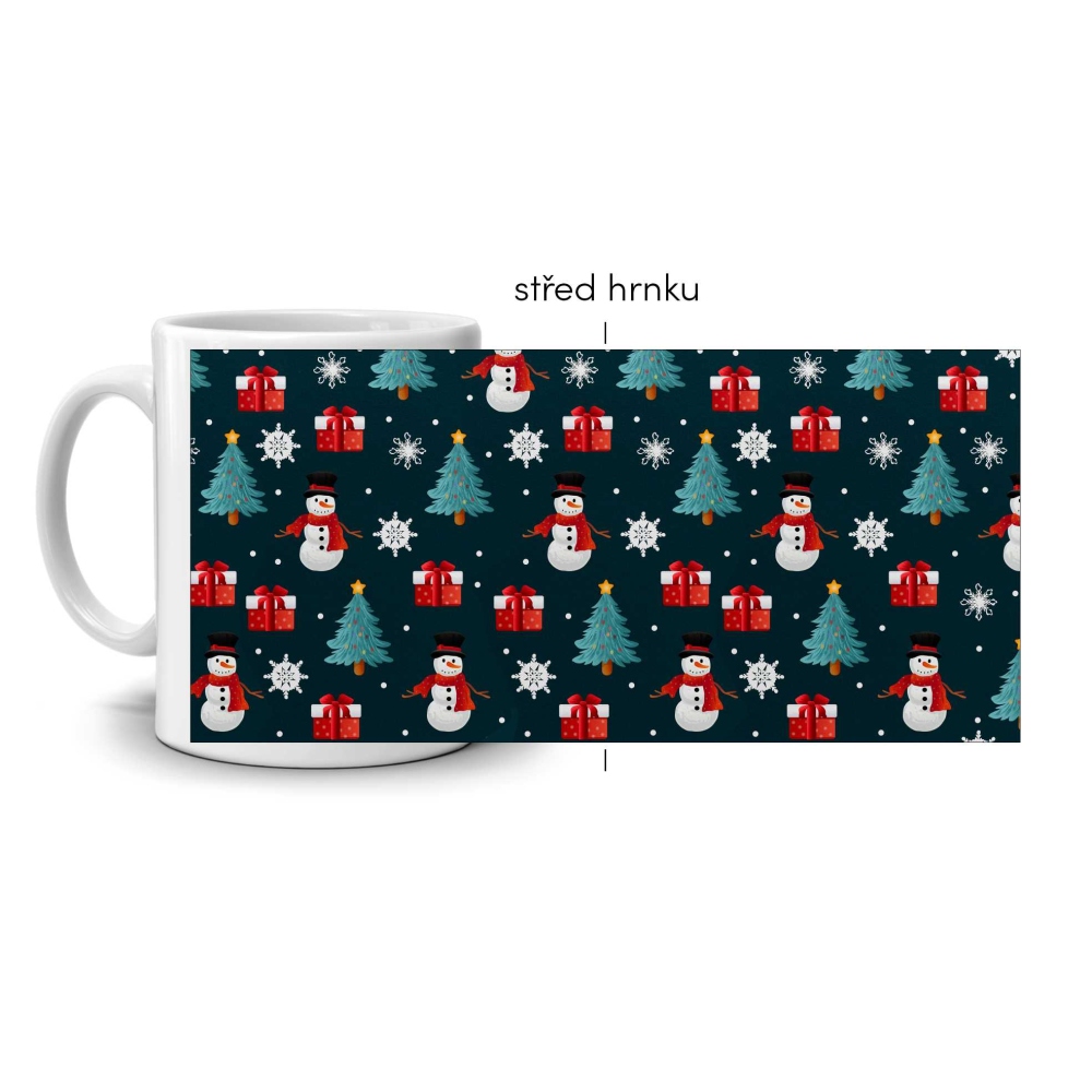 Biely keramický hrnček 330ml s obrázkom - vianočný motív