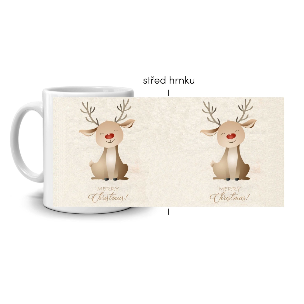 Biely keramický hrnček 330ml s obrázkom - vianočný sobík