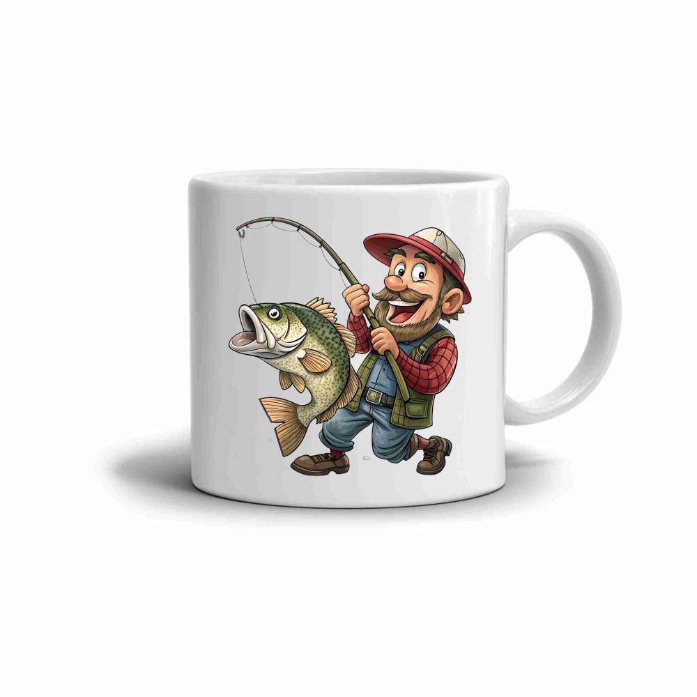 Biely keramický hrnček 330ml s obrázkom - veľký úlovok