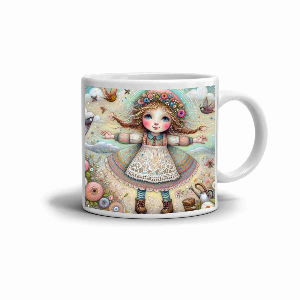 Biely keramický hrnček 330ml s obrázkom - víla jari