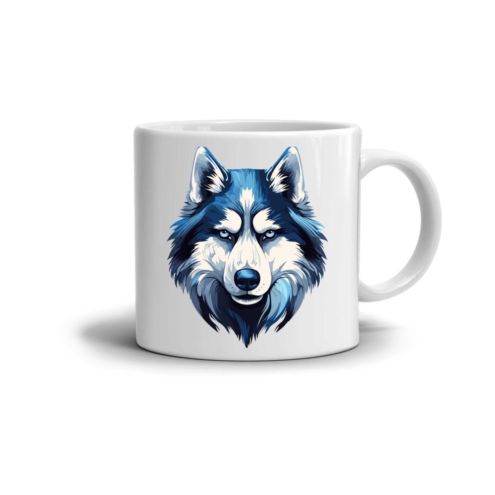 Biely keramický hrnček 330ml s obrázkom - vlk