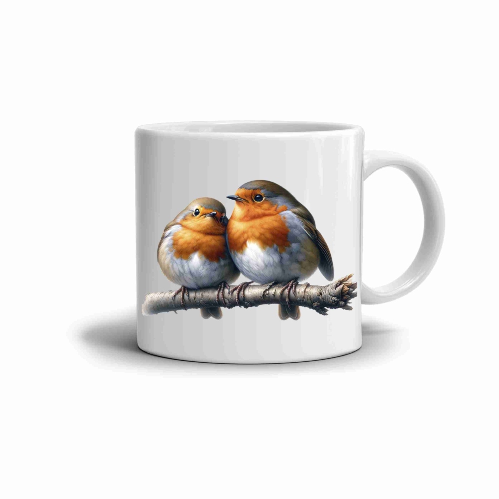 Biely keramický hrnček 330ml s obrázkom - zamilované červienky