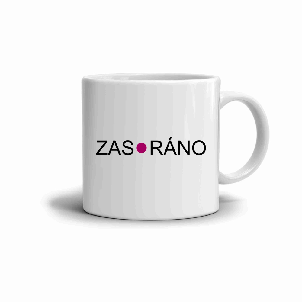 Biely keramický hrnček 330ml s obrázkom - zas ráno