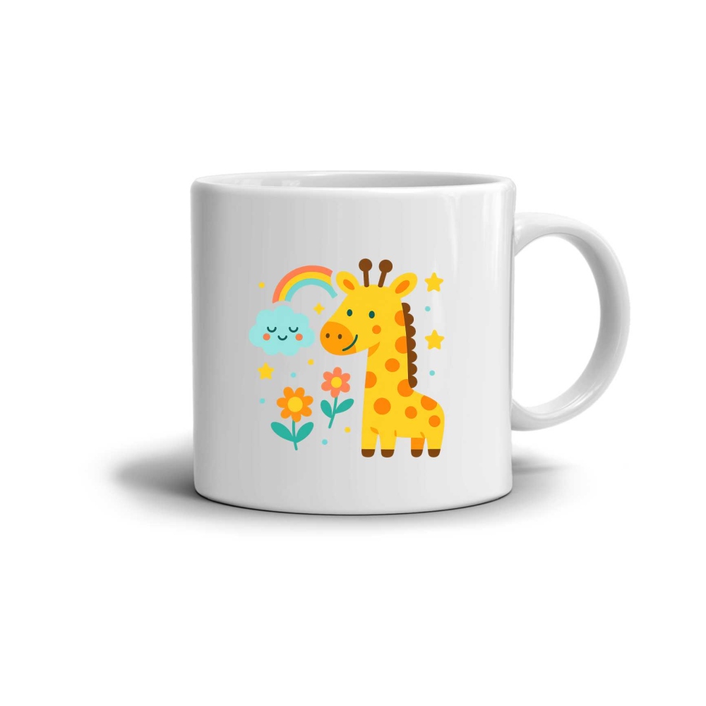 Biely keramický hrnček 330ml s obrázkom - žirafa