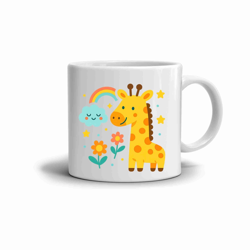 Biely keramický hrnček 330ml s obrázkom - žirafa