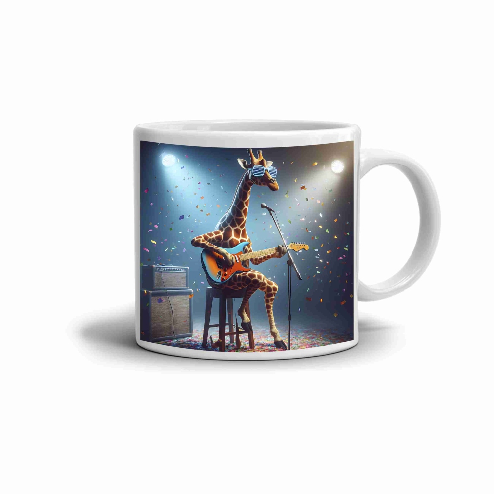 Biely keramický hrnček 330ml s obrázkom - žirafie legenda